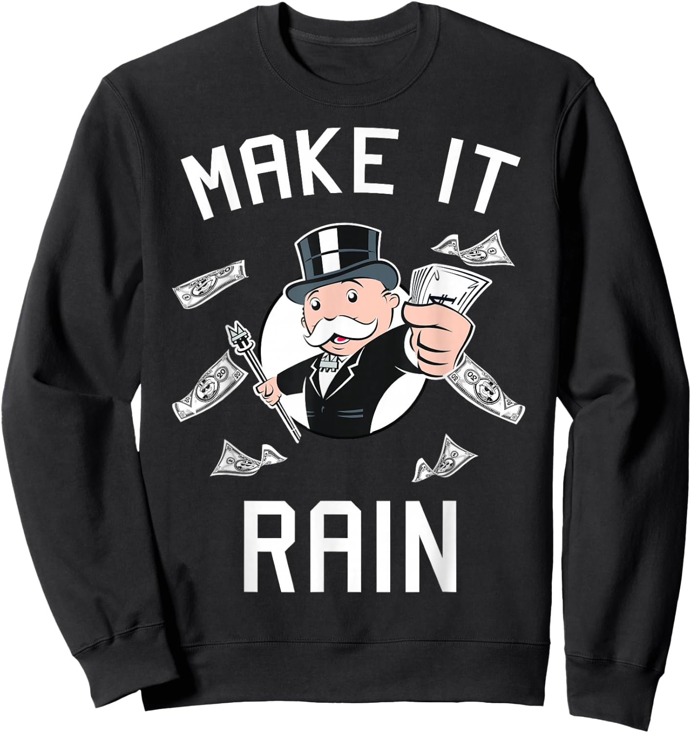 Monopoly Man Make It Rain Logo Portrait Small Sweatshirt - Sweatshirt | Black