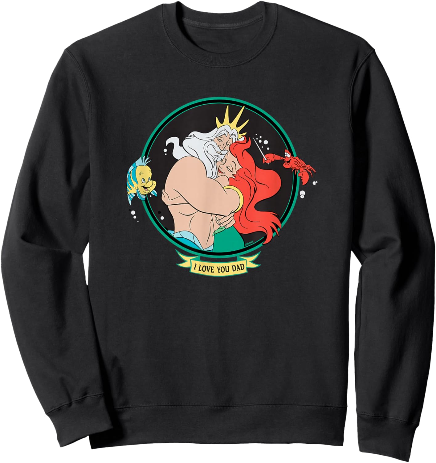 Disney The Little Mermaid King Triton & Ariel Father’s Day Sweatshirt - Sweatshirt | Black