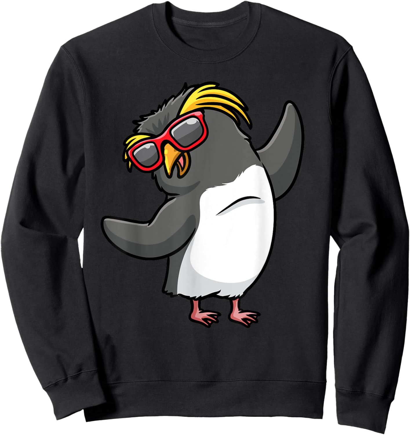 Dancing Northern Rockhopper Penguin Tristan Penguin Sweatshirt - Sweatshirt | Black