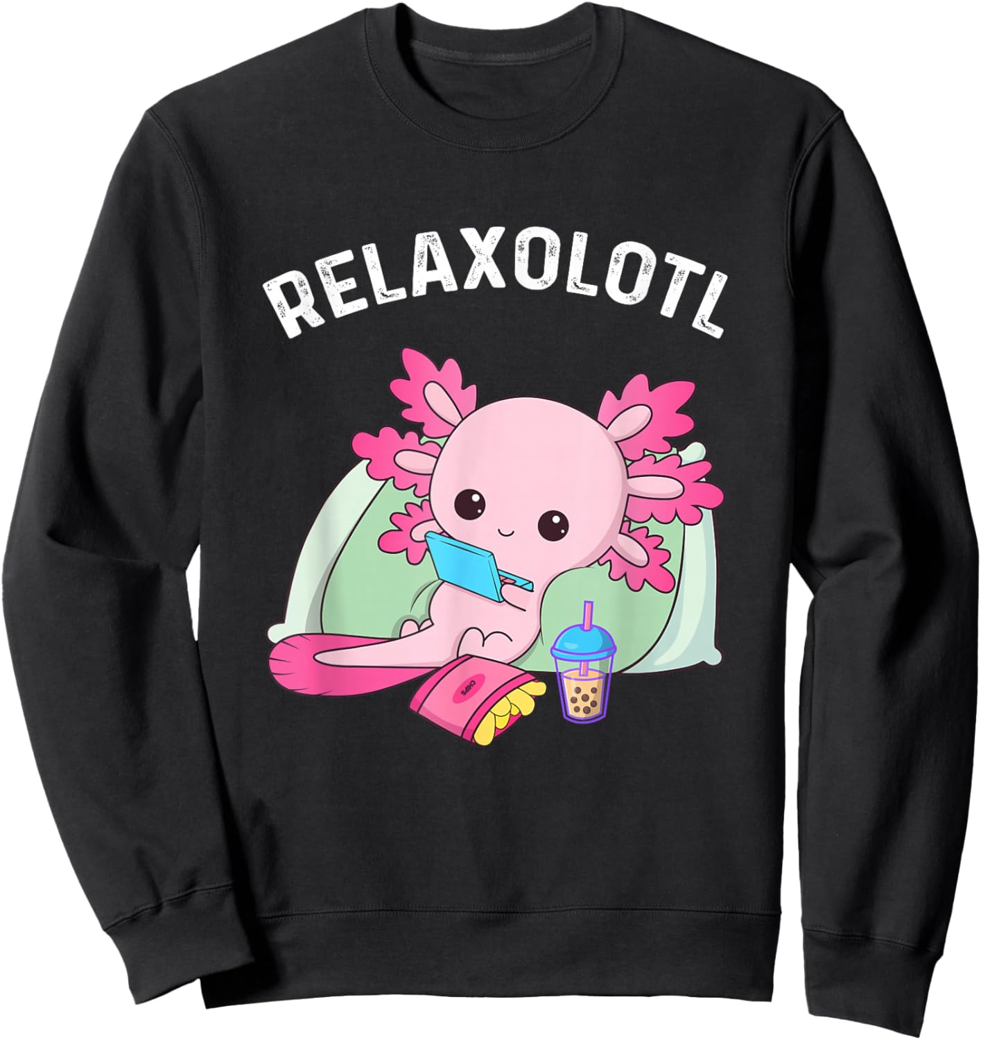 Cute Axolotl Lover Mexican Salamander Relaxolotl Sweatshirt - Sweatshirt | Black