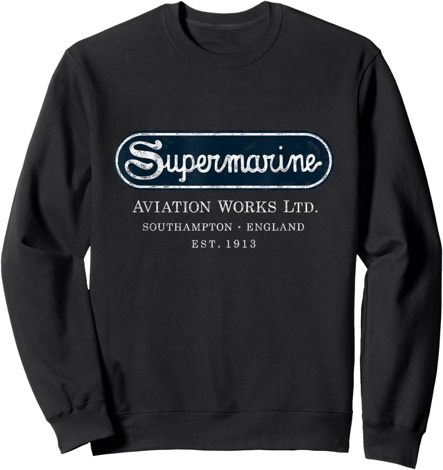 Supermarine Aviation Logo | Vintage Spitfire Fighter Plane Sweatshirt - Sweatshirt | Black
