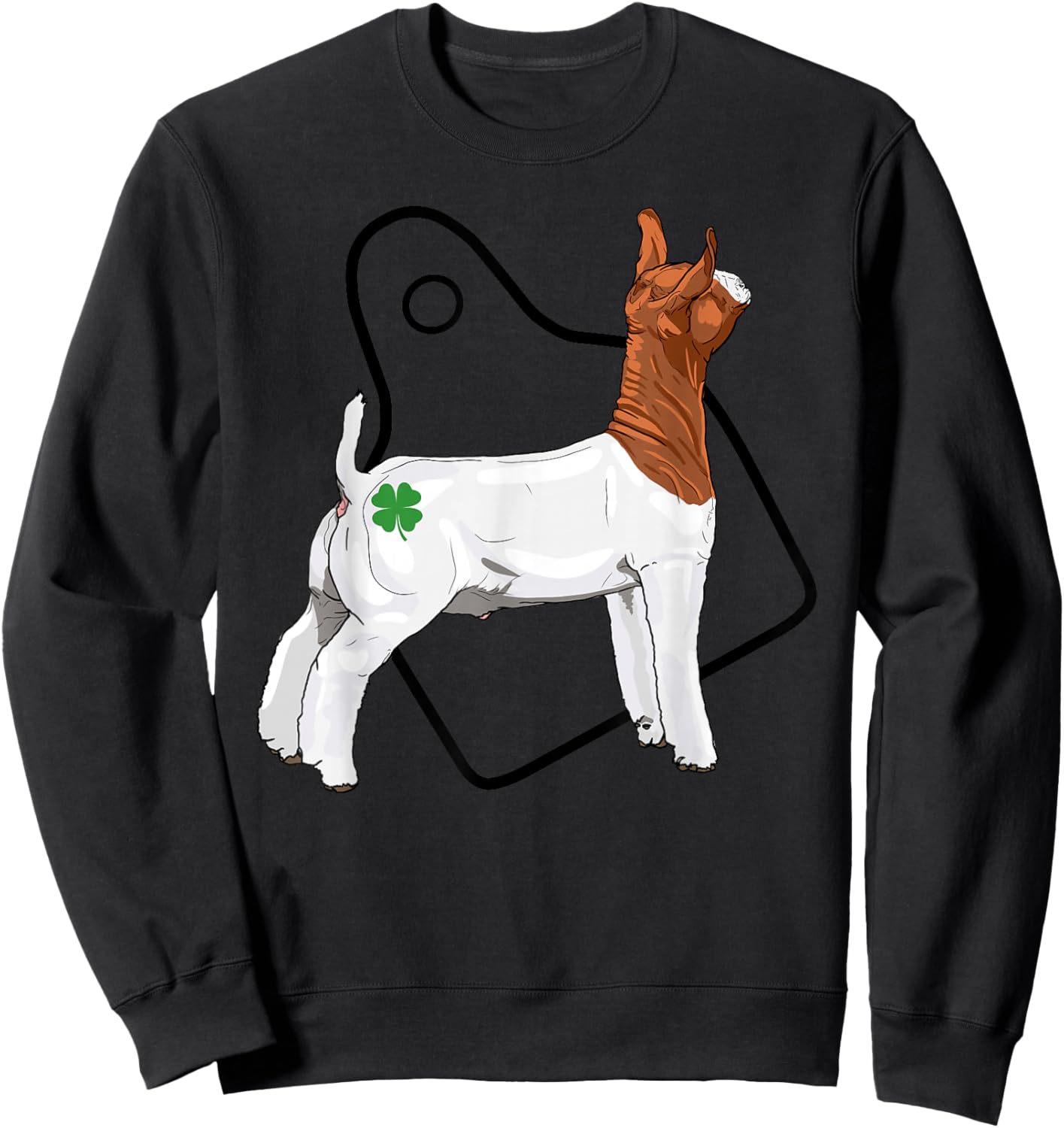 Show Market Wether Boer Goat Four Leaf Clover and Eartag Sweatshirt - Sweatshirt | Black