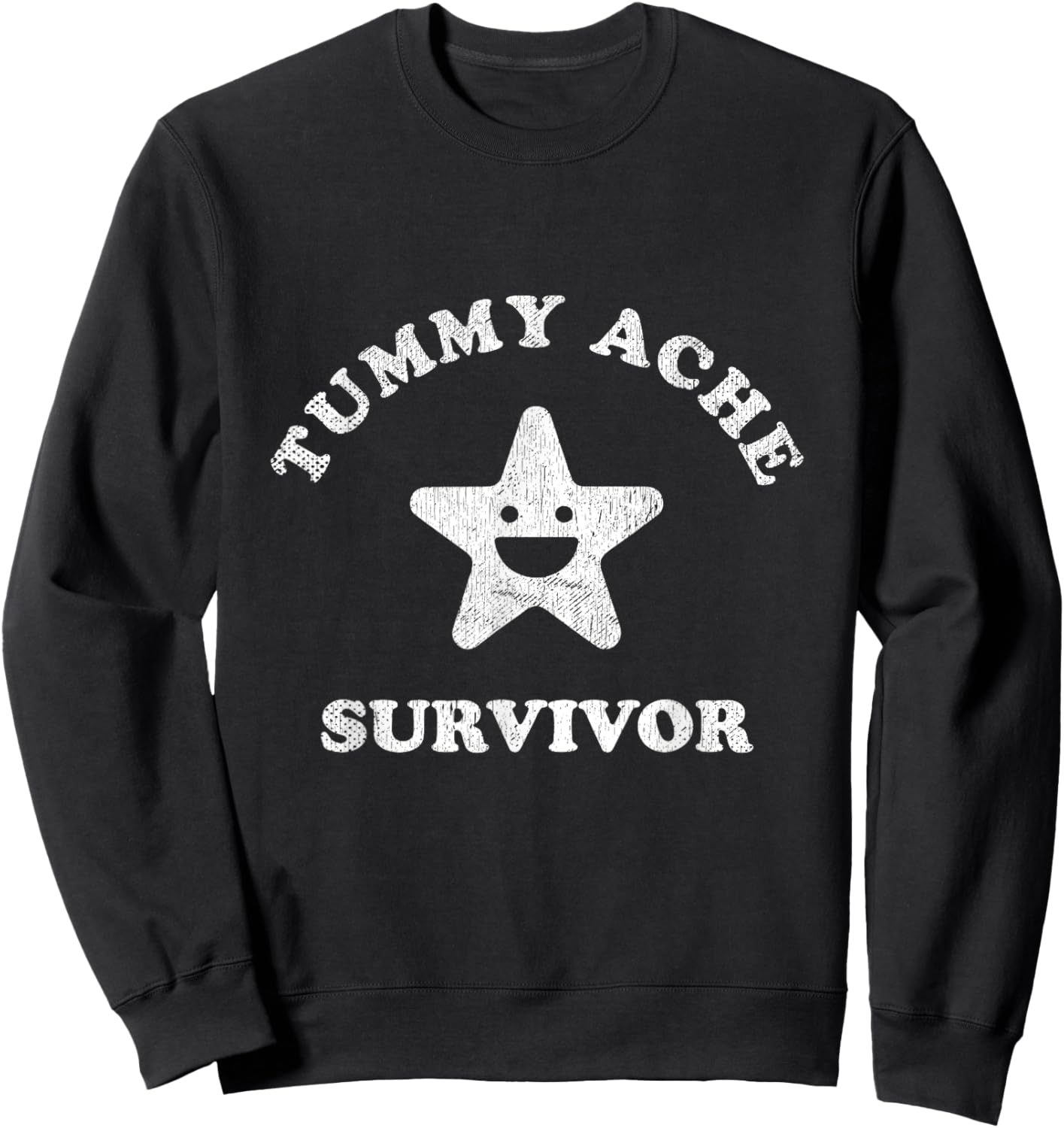 Funny Tummy Ache Survivor Star Ironic Pun Stomach Ache Sweatshirt - Sweatshirt | Black