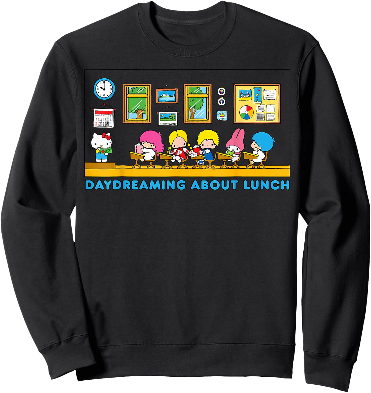 Sanrio Hello Kitty and Friends Daydreaming about Lunch Class Sweatshirt - Sweatshirt | Black