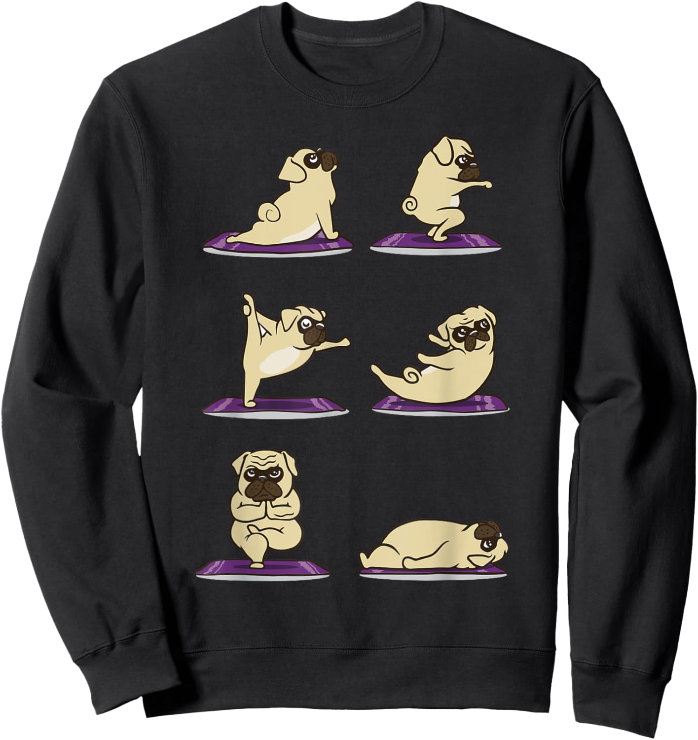 Funny Pug doing Yoga Exercises Asanas Sweatshirt - Sweatshirt | Black