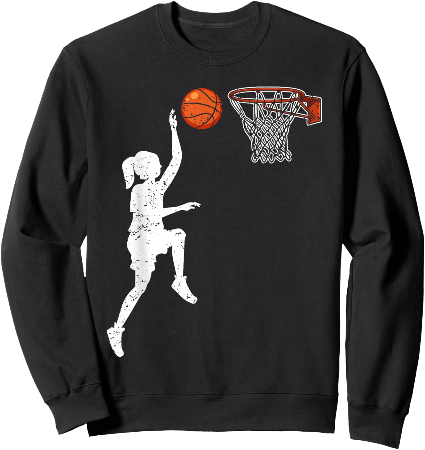 Basketball Girl Woman Sweatshirt - Sweatshirt | Black