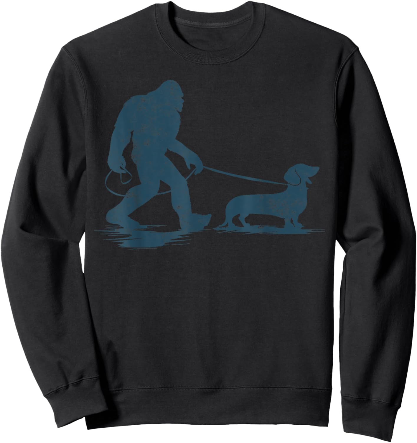 Dachshund Dog Bigfoot Walking Funny Wiener Dog Dad Gifts Sweatshirt - Sweatshirt | Black