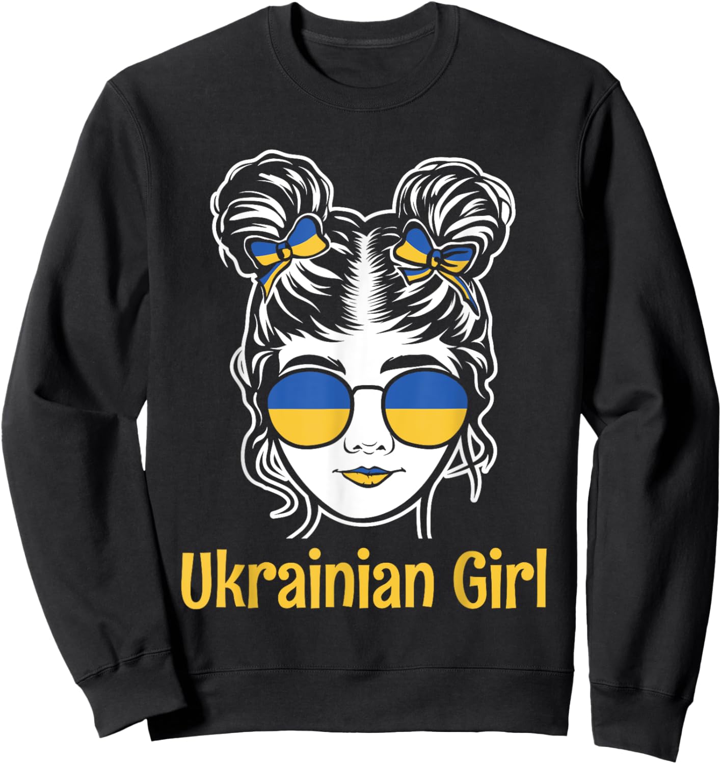Ukrainian Girl Flag Symbol Love Support Ukraine Country Gift Sweatshirt - Sweatshirt | Black
