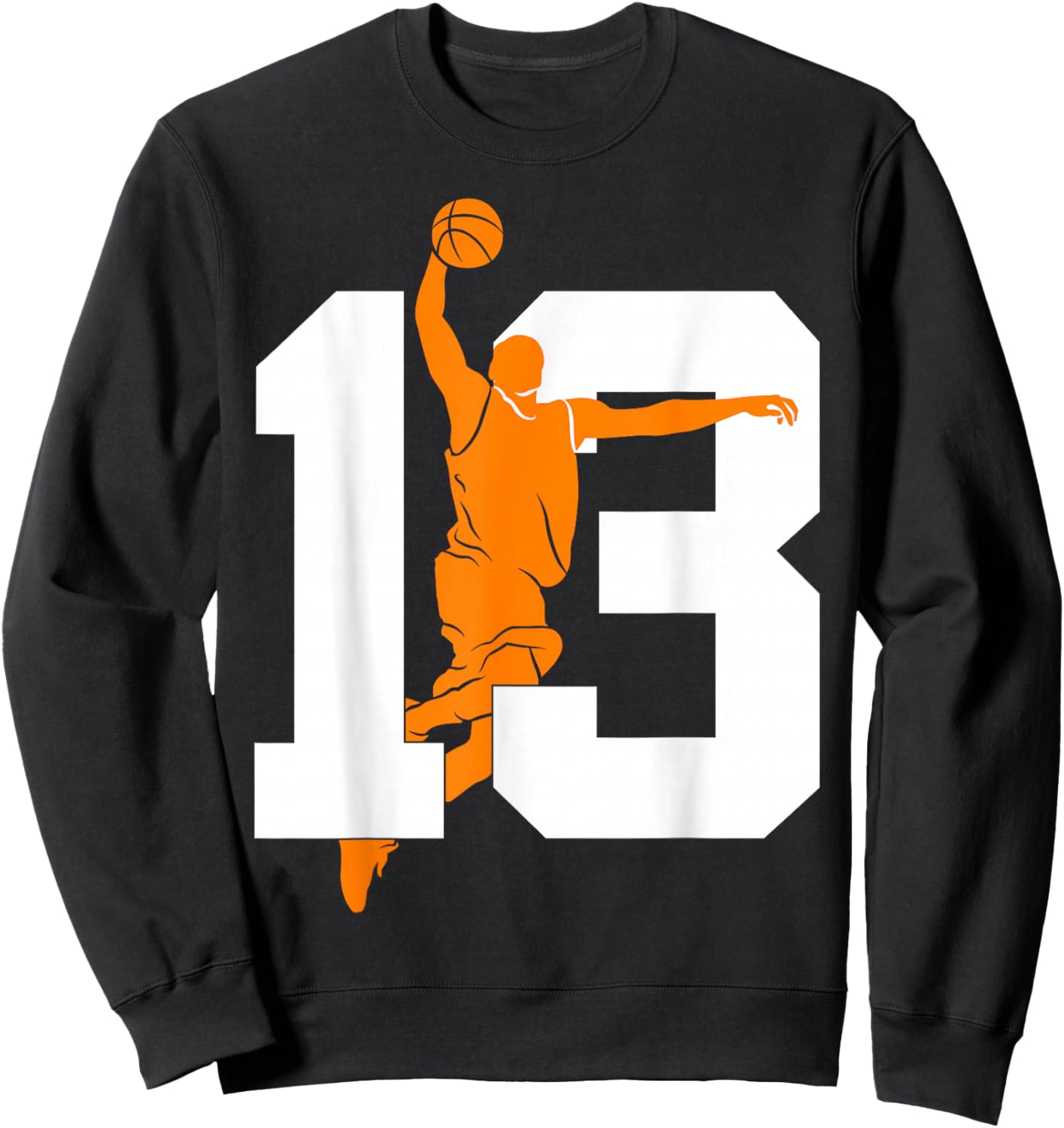 Number 13 Years Basketball 13th Birthday Sweatshirt - Sweatshirt | Black