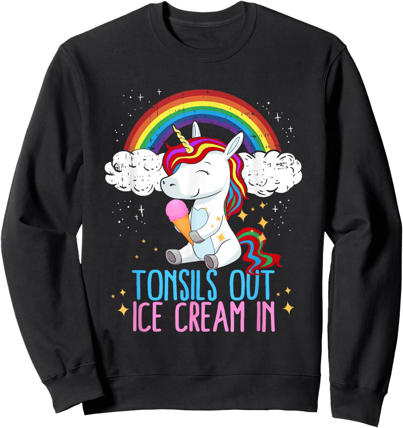 Tonsils Out Ice Cream In Tonsillectomy Tonsil Removal Girls Sweatshirt - Sweatshirt | Black