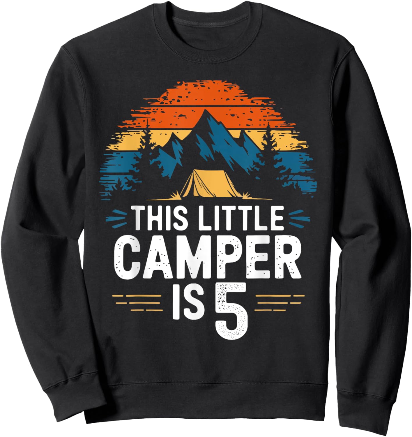 5th Birthday Camping Shirt for 5 Year Old Kids Camping Party Sweatshirt - Sweatshirt | Black