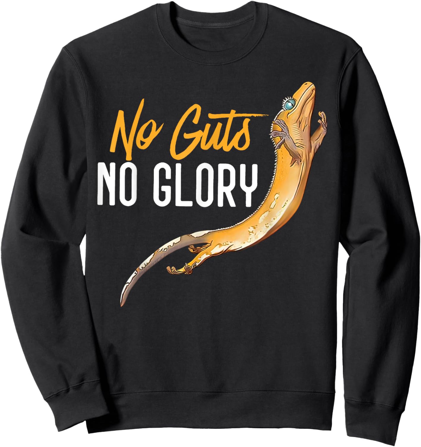 Crested Gecko Jumping No Guts No Glory Gecko Dad Pet Lizard Sweatshirt - Sweatshirt | Black