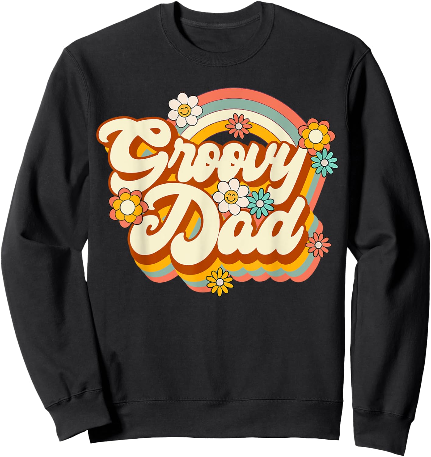 Retro Groovy Dad Family Birthday 60s 70s Hippie Costume Sweatshirt - Sweatshirt | Black