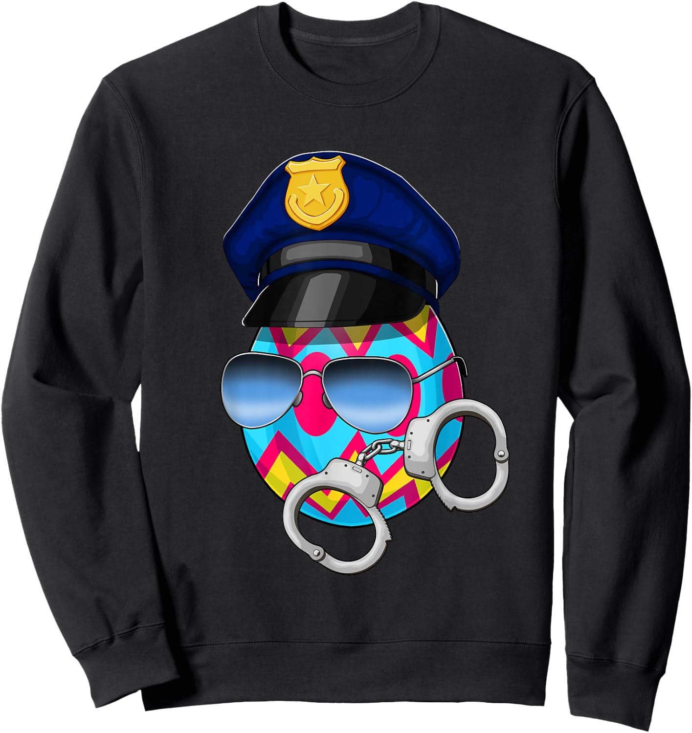 Easter Police Officer Basket Eggs T Shirt Men Women Kids Sweatshirt - Sweatshirt | Black