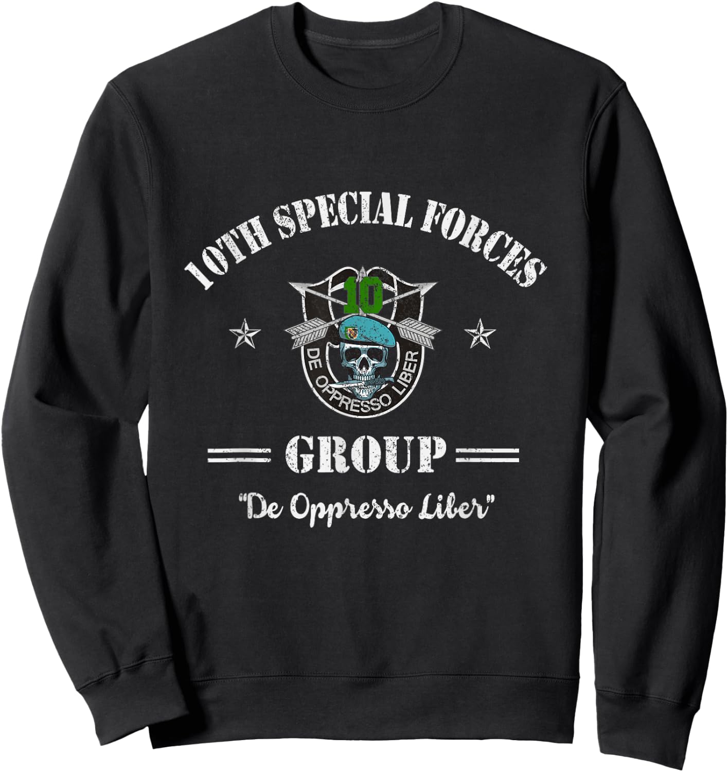 10th Special Forces Group Veteran 10th SFG De Oppresso Liber Sweatshirt - Sweatshirt | Black