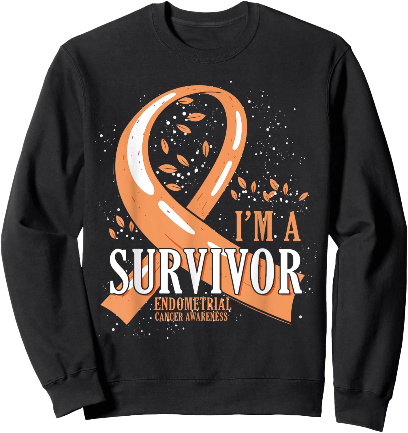 Cancer Survivor Peach Ribbon Endometrial Cancer Awareness Sweatshirt - Sweatshirt | Black
