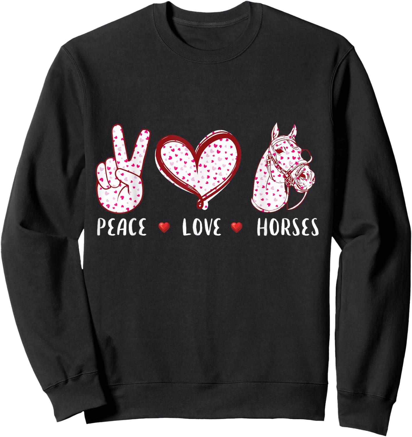 peace love horses women gifts Horseback Riding Horse Sweatshirt - Sweatshirt | Black