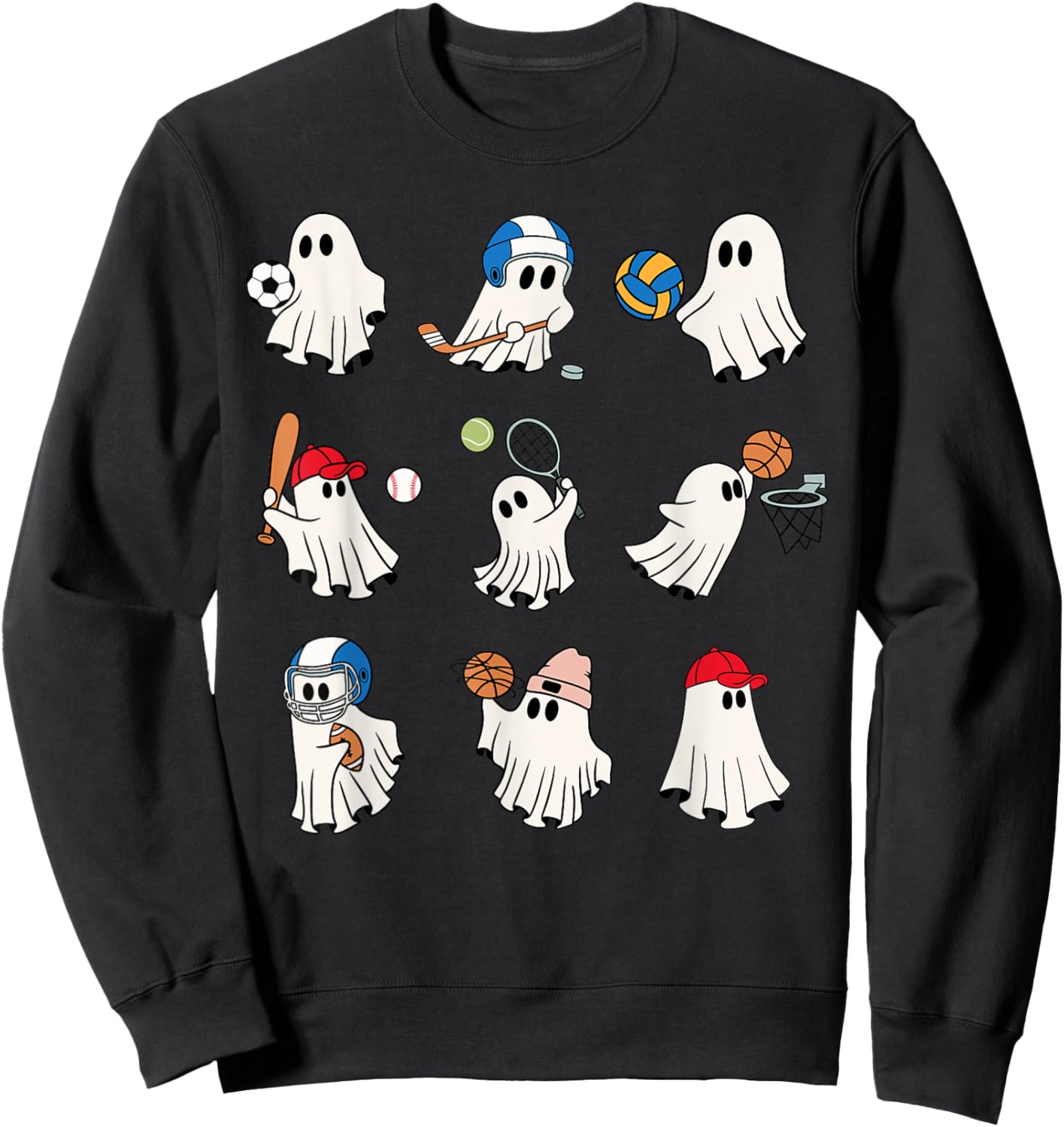 Ghost Playing Soccer Football Baseball Basketball Kid Sports Sweatshirt - Sweatshirt | Black