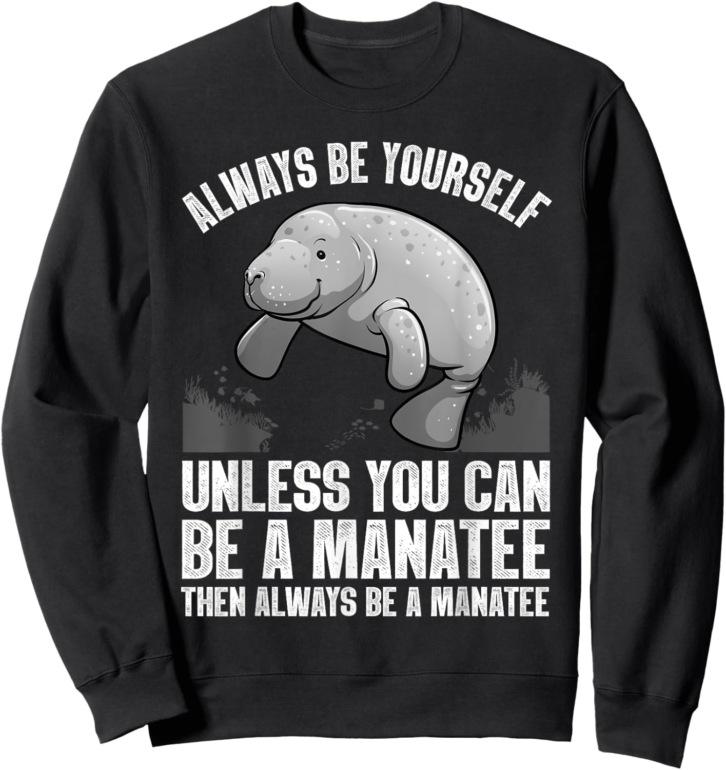 Funny Manatee Design Women Boys Girls Manatee Lover Sweatshirt - Sweatshirt | Black
