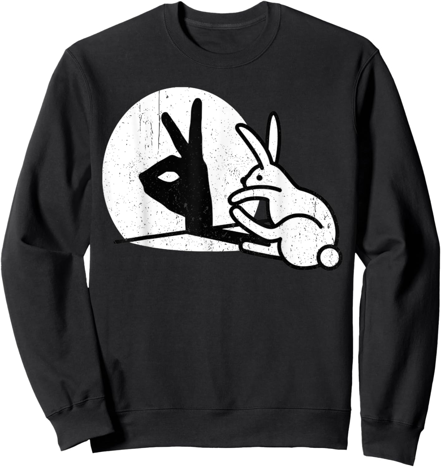 Vintage Funny Rabbit Hand Shadow Puppets Bunny Pop Art Sweatshirt - Sweatshirt | Black