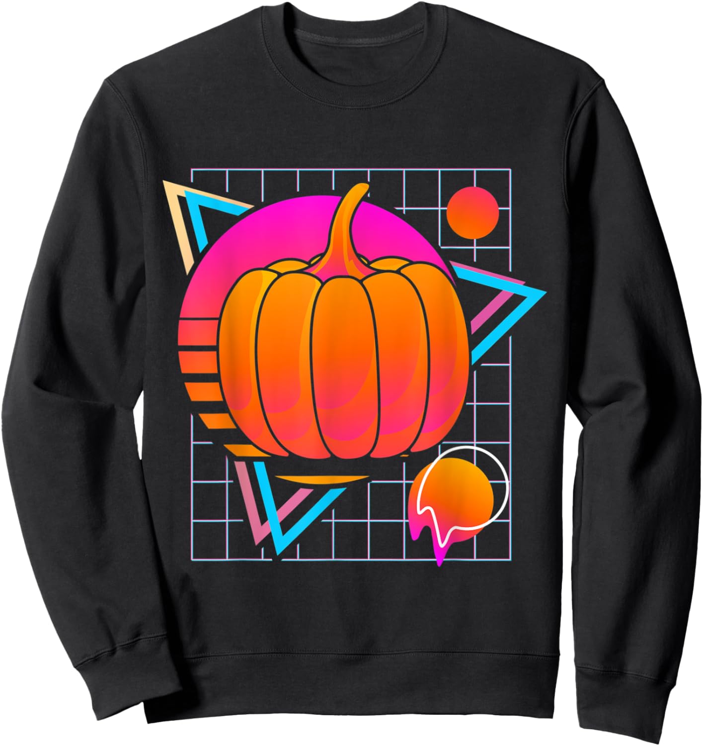 Pumpkin Retro 80s Style Vintage Vegetable Lover Sweatshirt - Sweatshirt | Black
