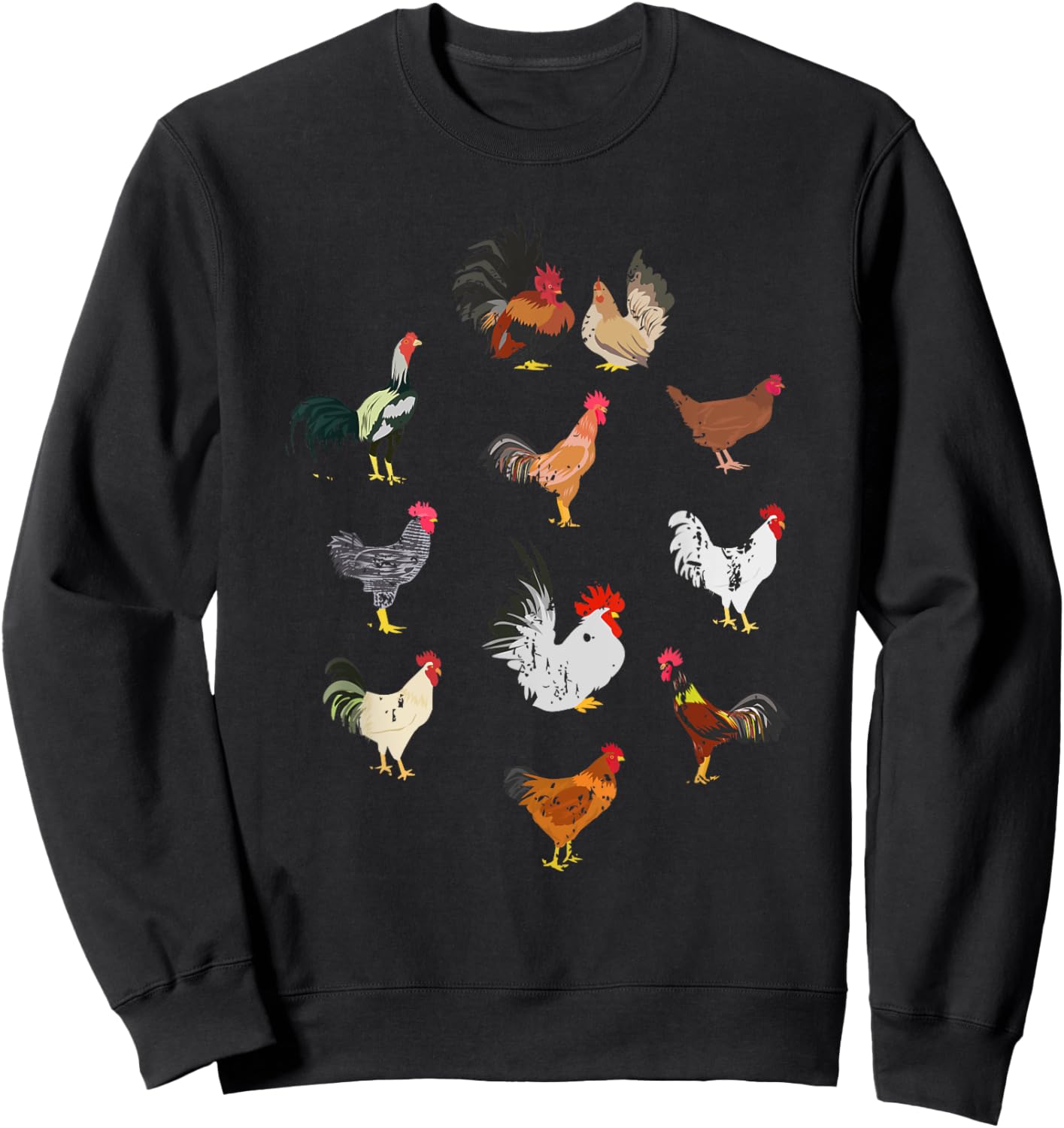 Vintage Chicken Breeds Farm Animals Day Support Farmer Sweatshirt - Sweatshirt | Black