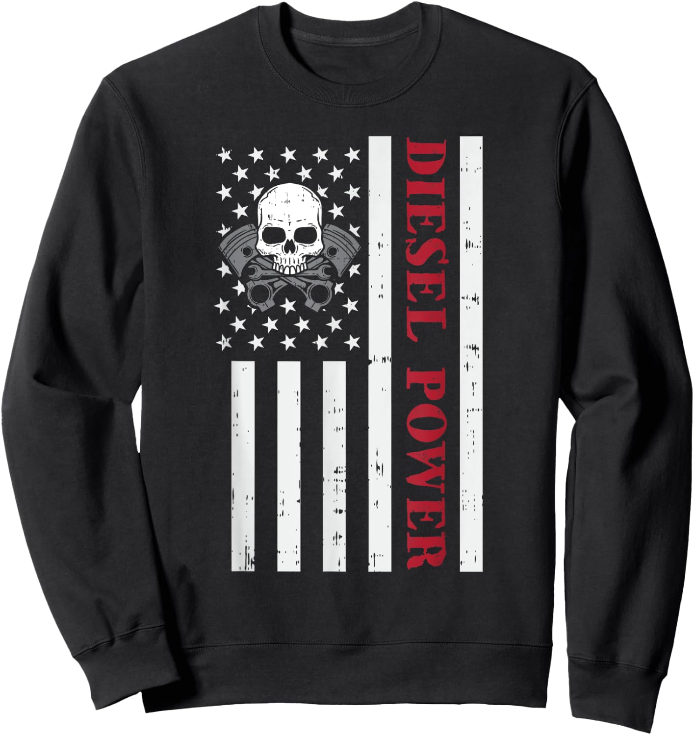 Funny Diesel Mechanic Motorcycle American Diesel Power Flag Sweatshirt - Sweatshirt | Black
