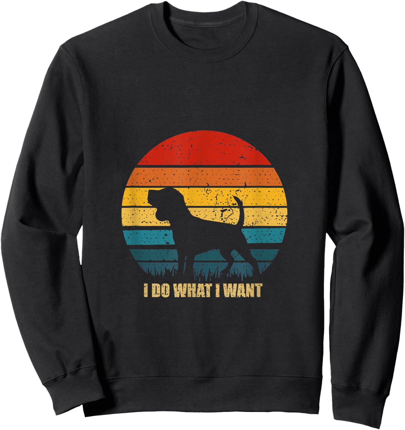 Funny Dog Gift Vintage Sunset I Do What I Want Dog Men Women Sweatshirt - Sweatshirt | Black