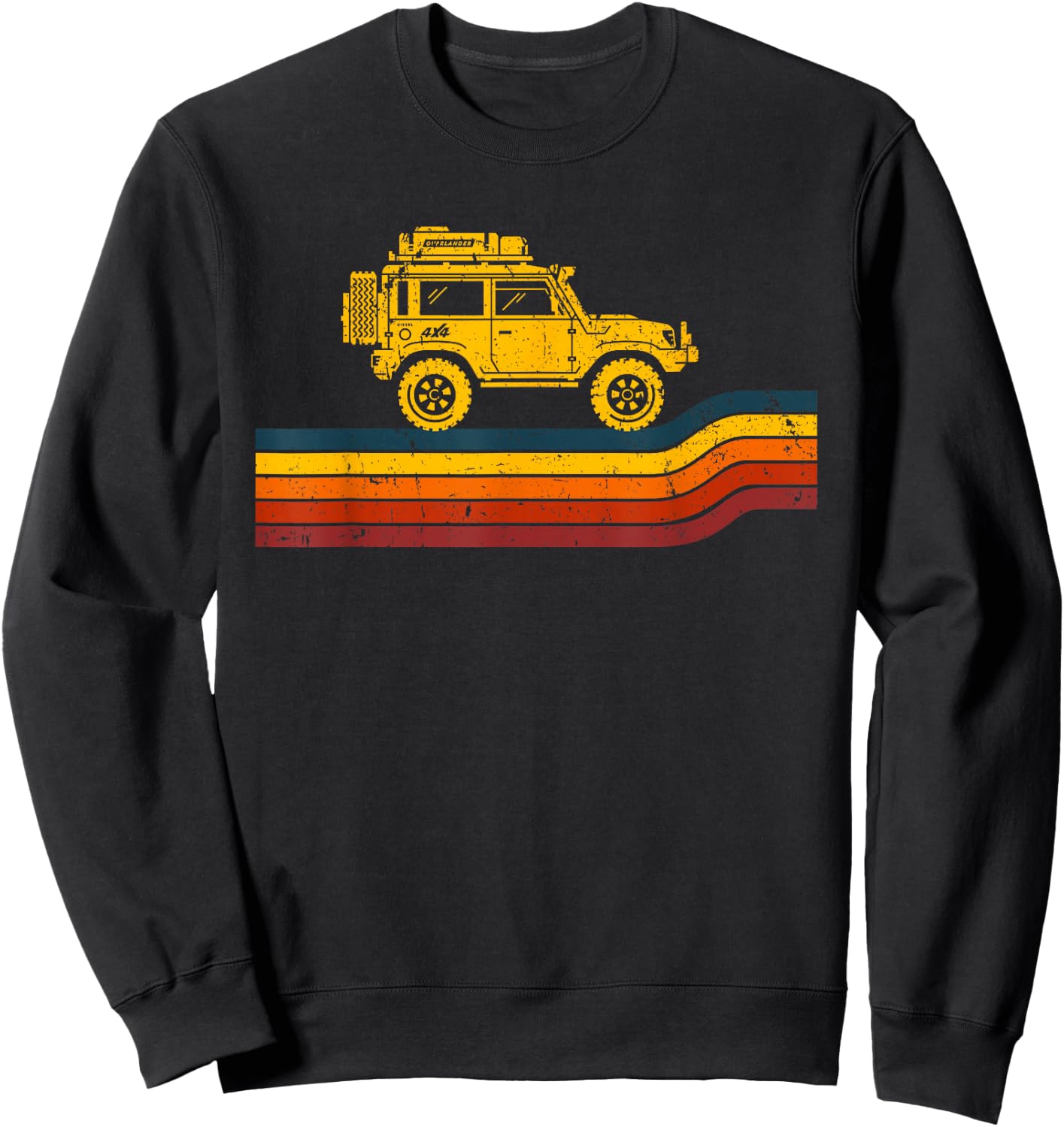 Overland Atlas Retro Rover Tracks 4x4 Offload Camping Sweatshirt - Sweatshirt | Black