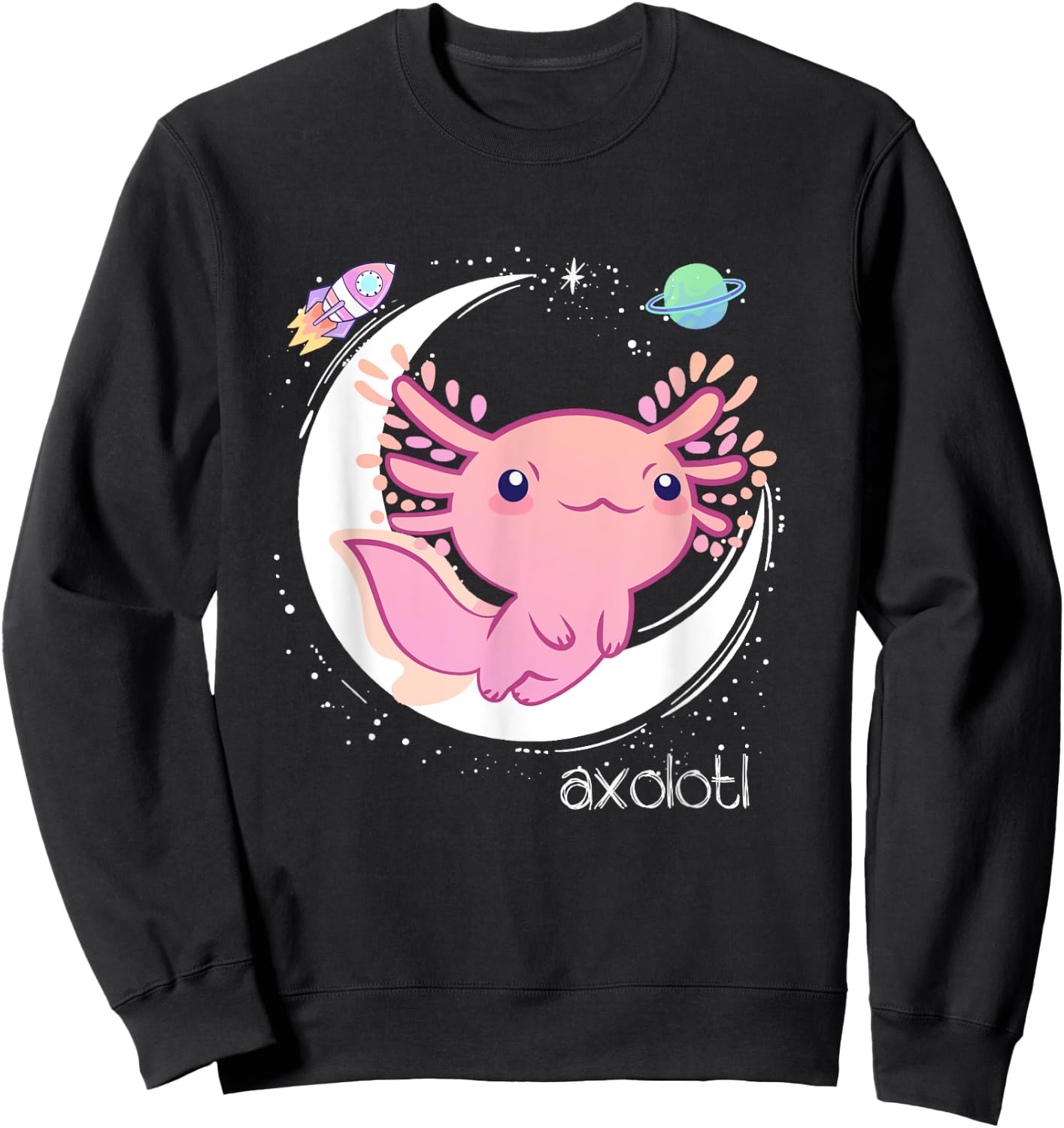Space Axolotl Kawaii Shirt | Pastel Goth | Japan Anime Comic Sweatshirt - Sweatshirt | Black