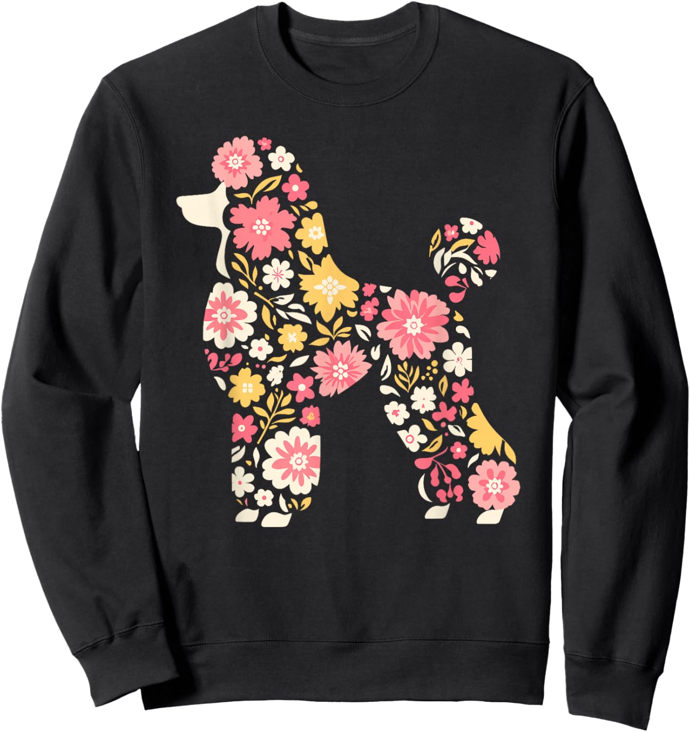 Funny Floral Flower Poodle Mom Grandma Mothers Day Sweatshirt - Sweatshirt | Black