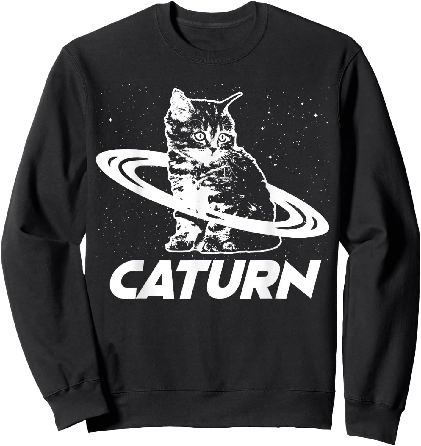 Caturn Saturn Space Cat Sweatshirt - Sweatshirt | Black