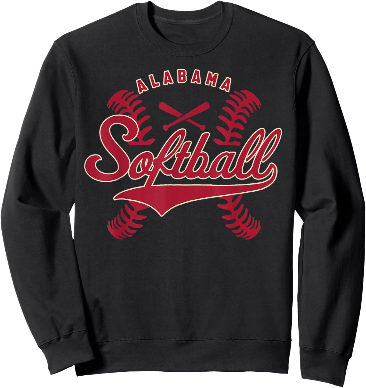 Alabama Softball Vintage Kids Team Retro Softball Fan Sweatshirt - Sweatshirt | Black