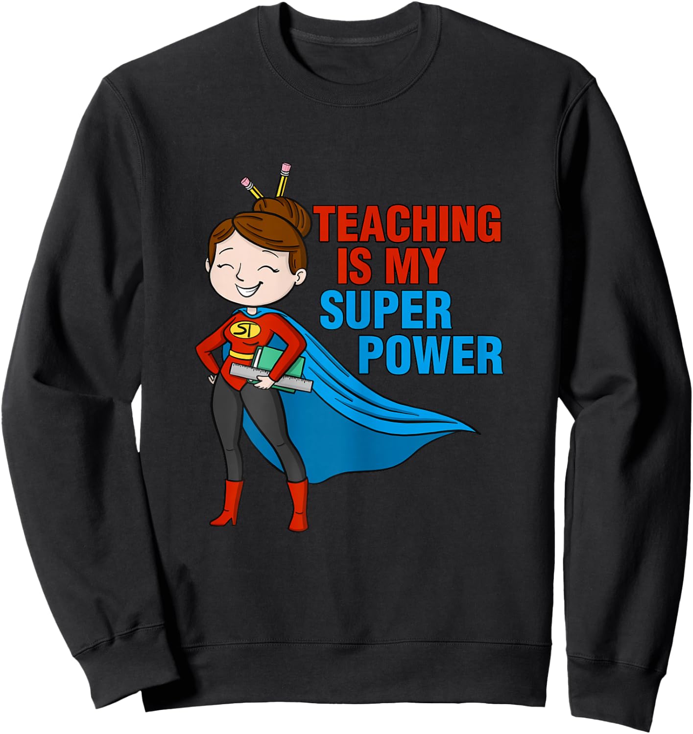 Kindergarten Teacher Teaching is my superpower school retro Sweatshirt - Sweatshirt | Black