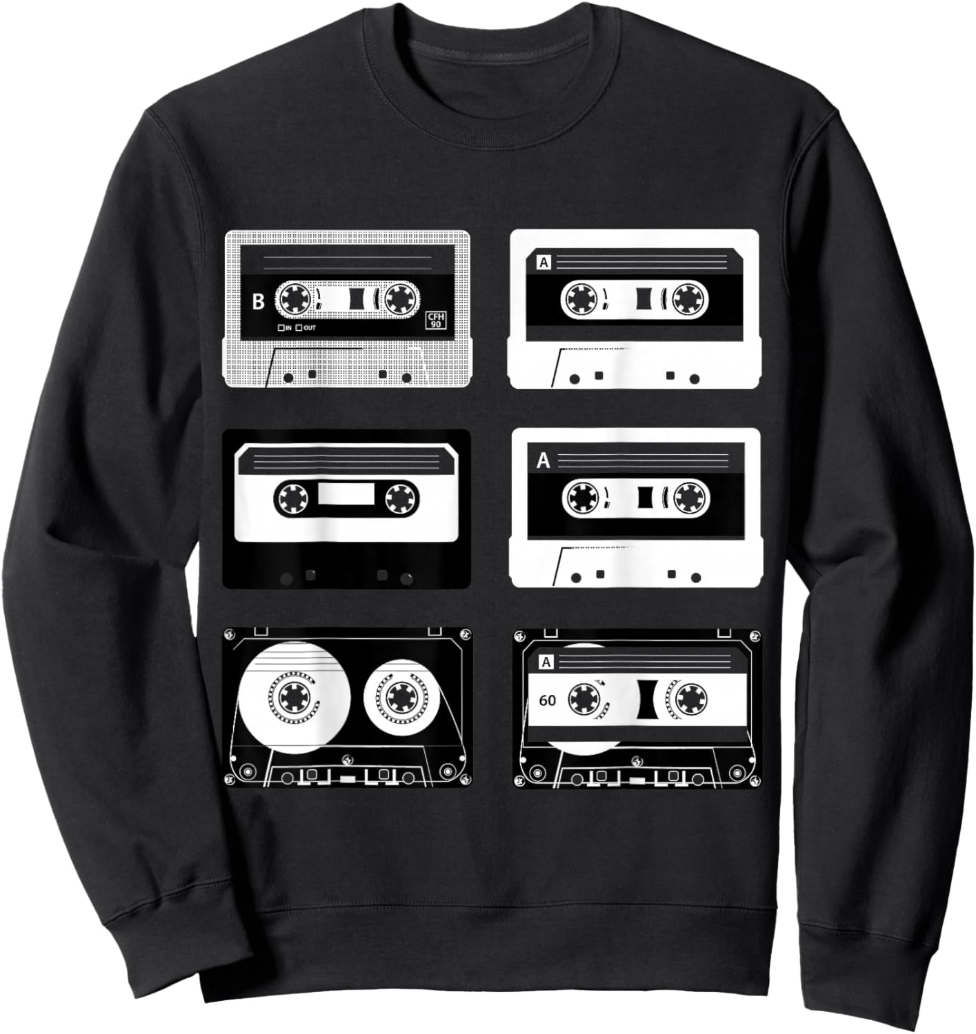 Cassette Tapes Audio Mixtapes 1980s Music Radio DJ Sweatshirt - Sweatshirt | Black