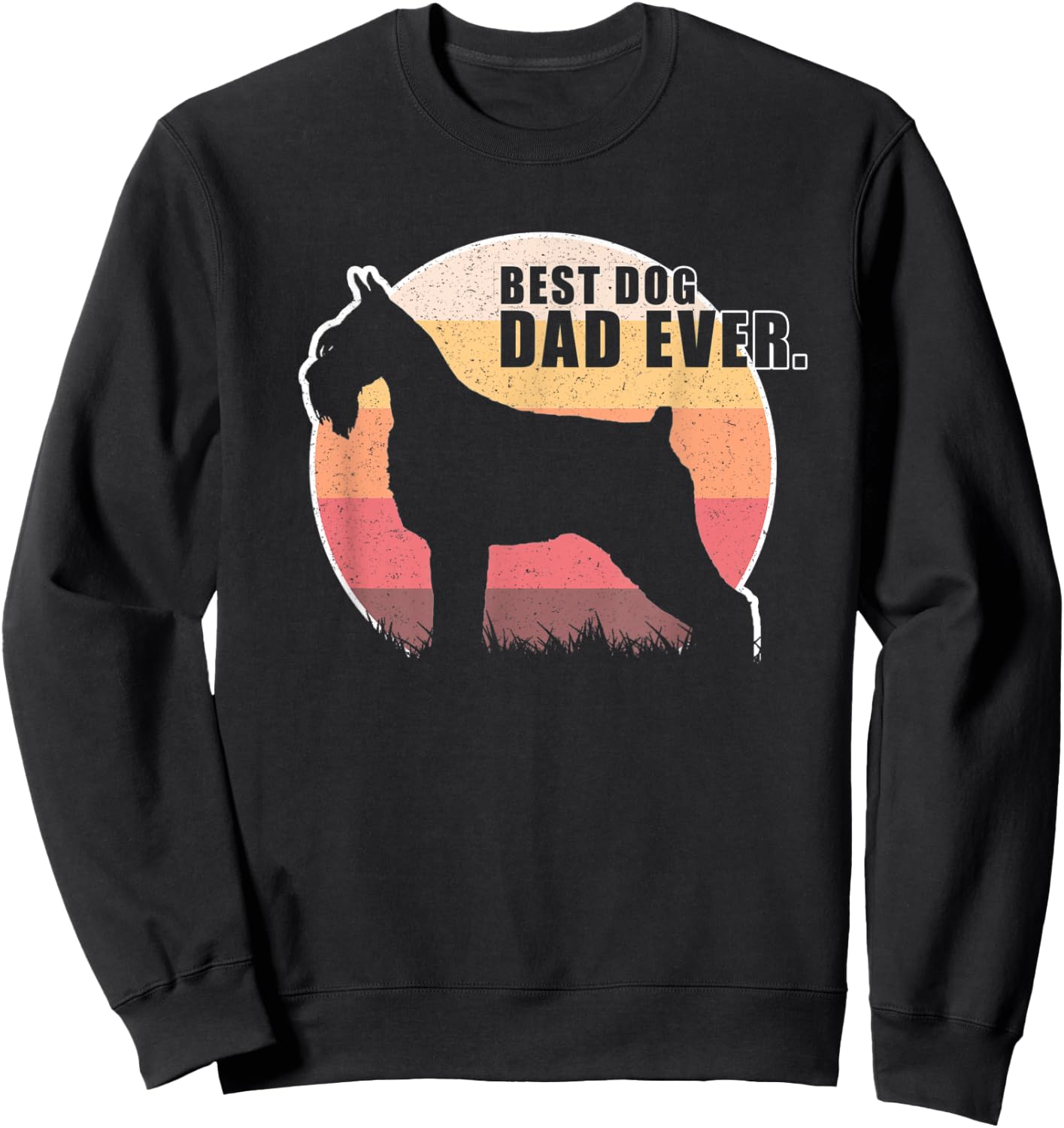 Vintage Retro Best Dog Dad Ever Standard Schnauzer T shirts Men Women Kids Sweatshirt - Sweatshirt | Black