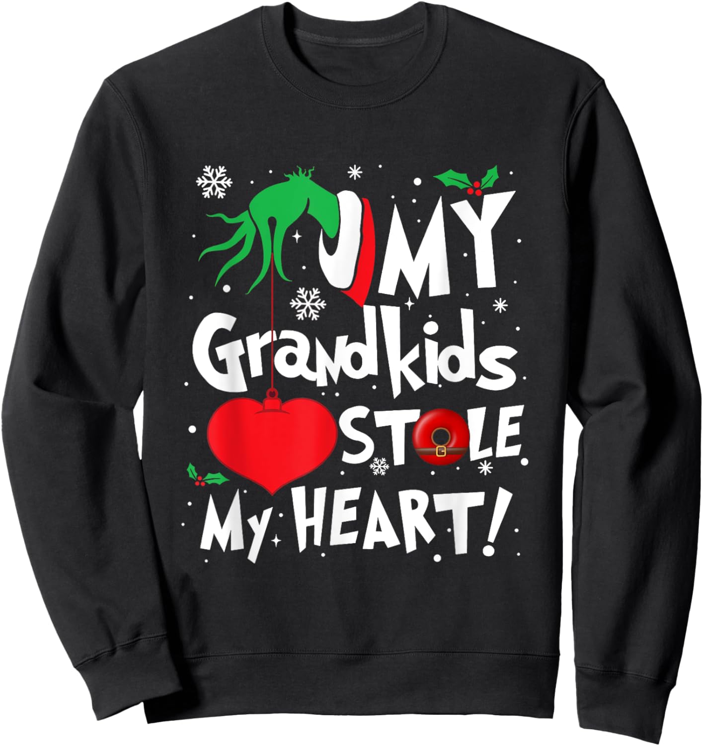 My Grandkids Stole My Heart Funny Christmas Vintage Xmas Sweatshirt - Sweatshirt | Black