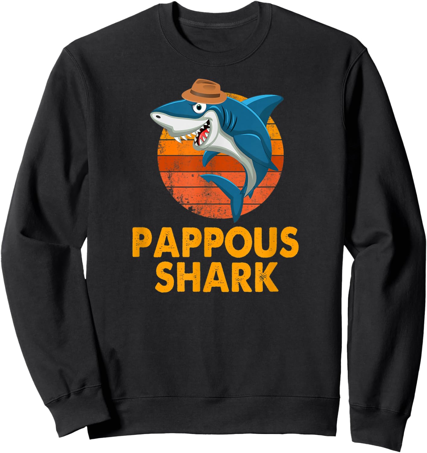 Pappous Shark Funny Vintage Papa Grandpa Father's Day Gifts Sweatshirt - Sweatshirt | Black