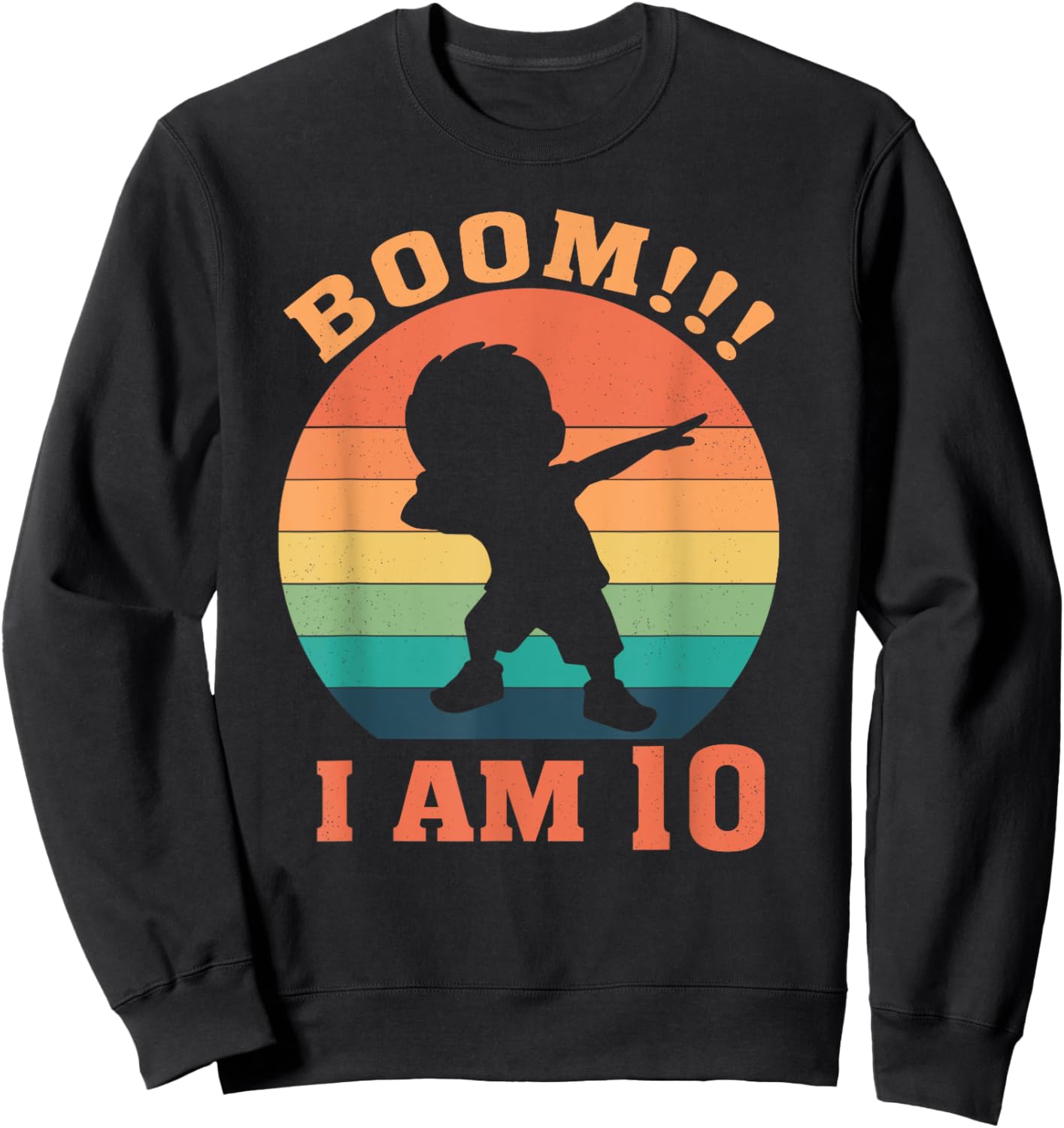 Boom I'm 10 Years Old 10th Birthday Party Dabbing Kids Sweatshirt - Sweatshirt | Black