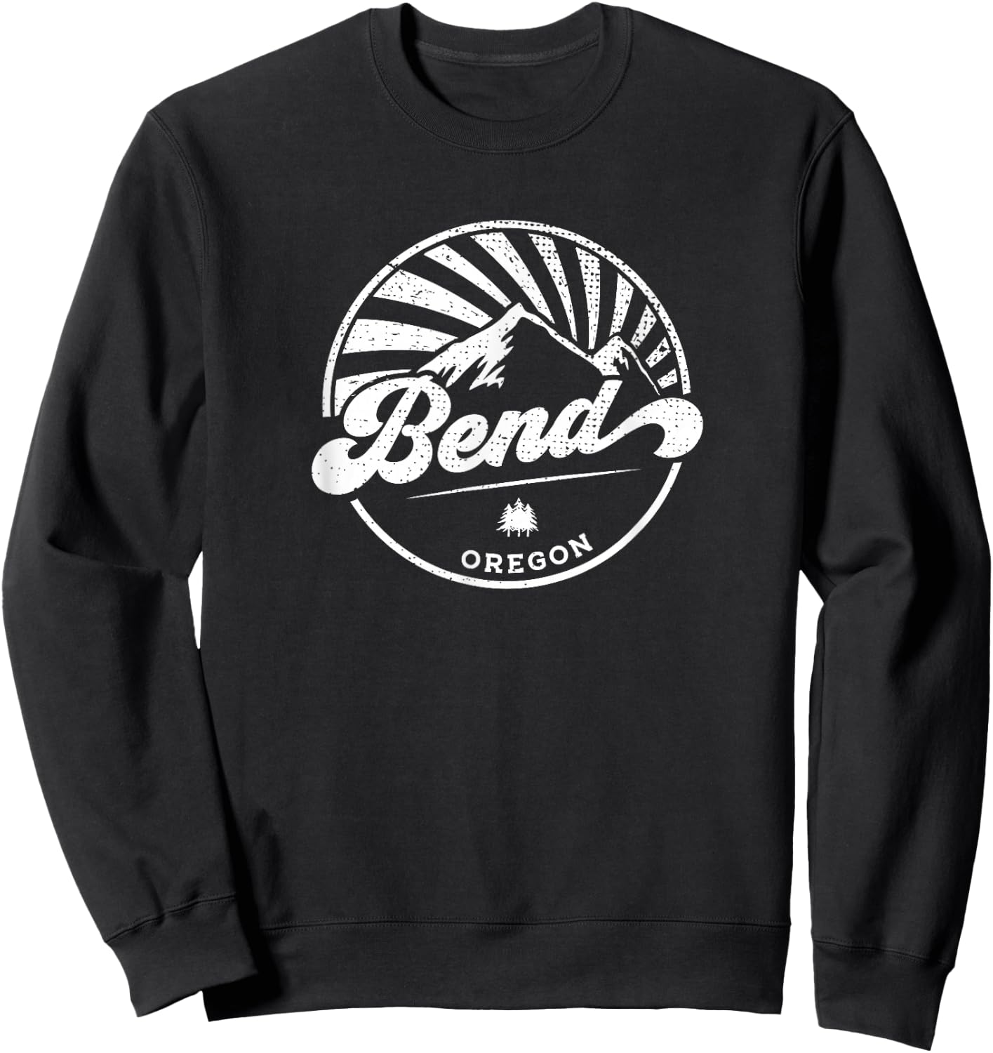 Bend, Oregon - Retro Vintage City Mountains Sweatshirt - Sweatshirt | Black