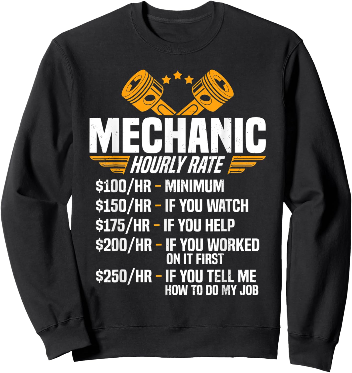 Funny Mechanic Men Dad Hourly Rate Car Auto Garage Mechanic Sweatshirt - Sweatshirt | Black