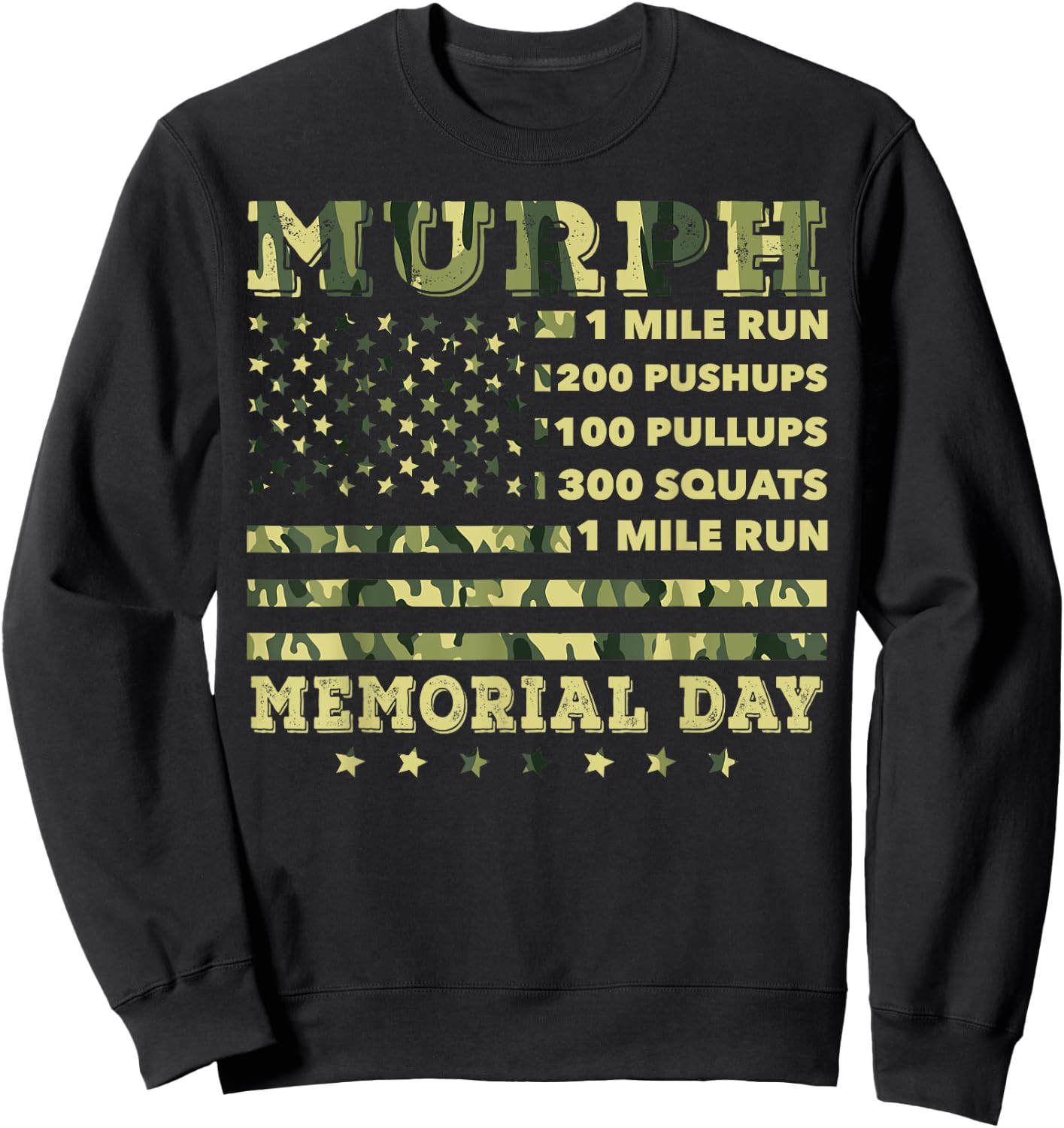 Murph 2021 Workout Challenge American Memorial Day Murph Sweatshirt - Sweatshirt | Black