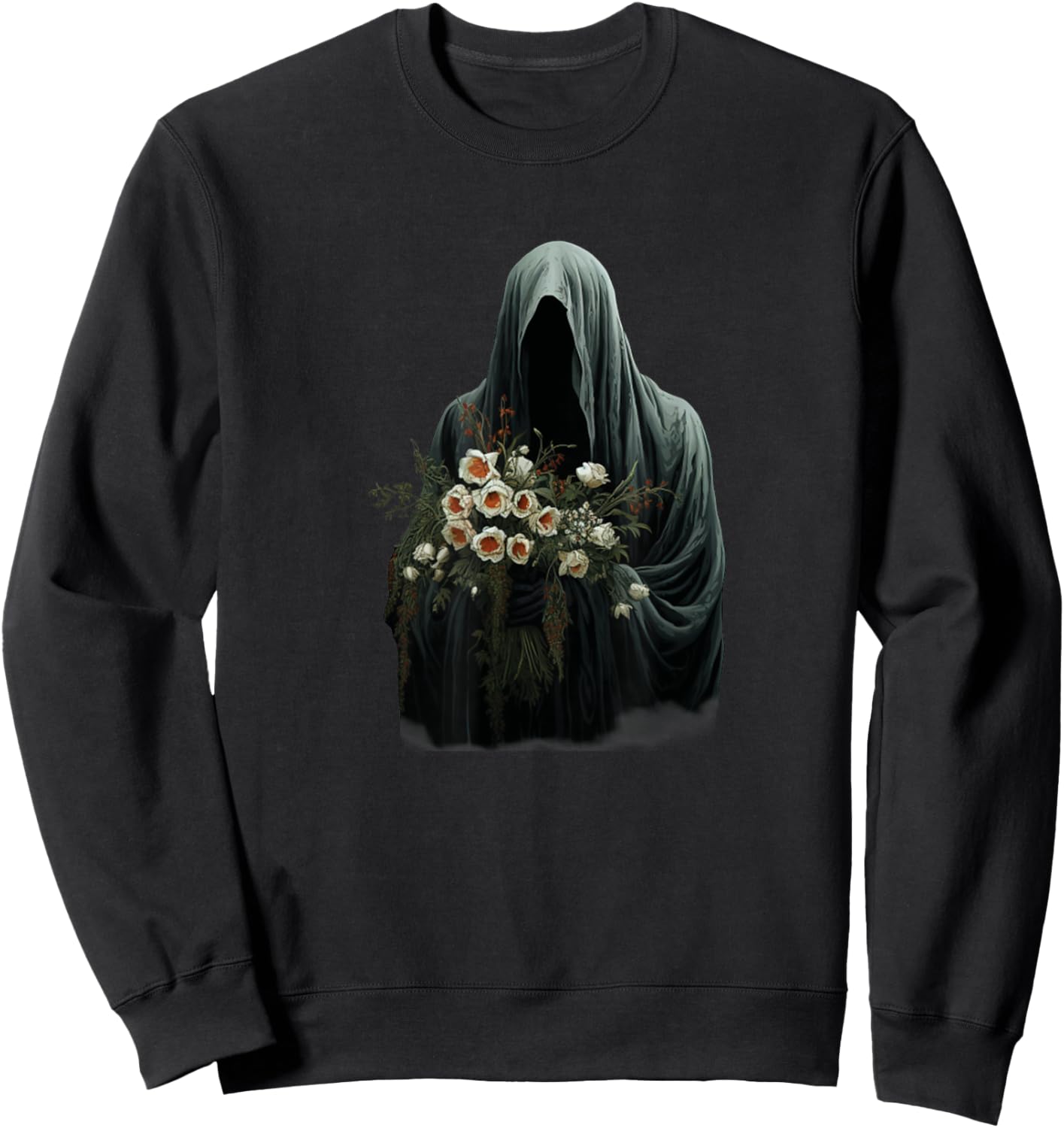 Halloween Costume Vintage Floral Ghost Pumpkin Funny Graphic Sweatshirt - Sweatshirt | Black