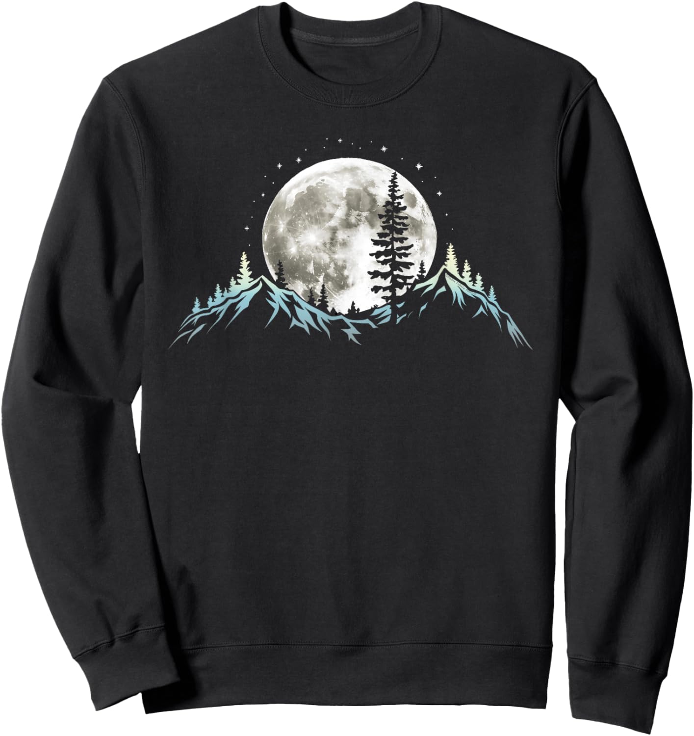 Full Moon Trees Nature Mountains Adventure Outdoor Forest Sweatshirt - Sweatshirt | Black