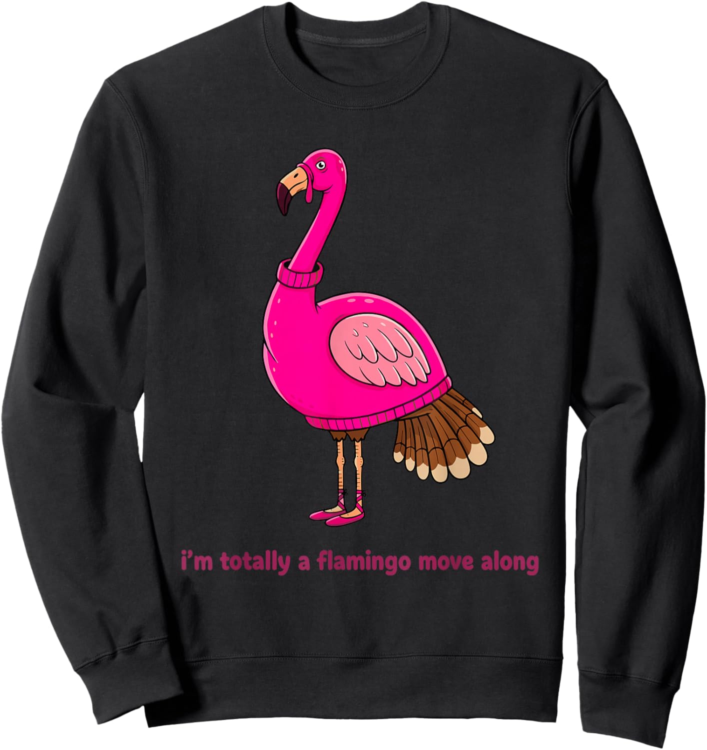 Funny Thanksgiving Turkey Disguised As Flamingo Humor Sweatshirt - Sweatshirt | Black