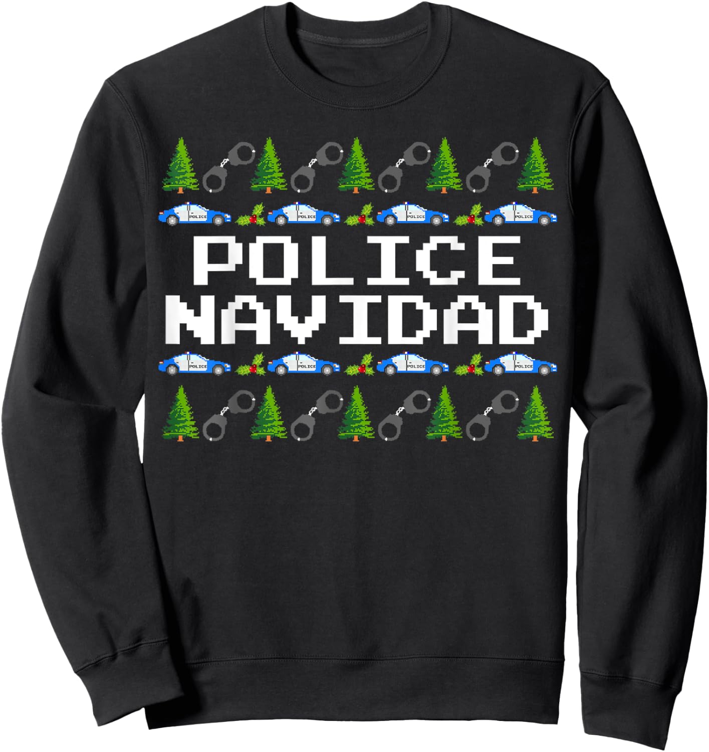Police Navidad - Ugly Sweater Style Xmas Christmas Police Sweatshirt - Sweatshirt | Black