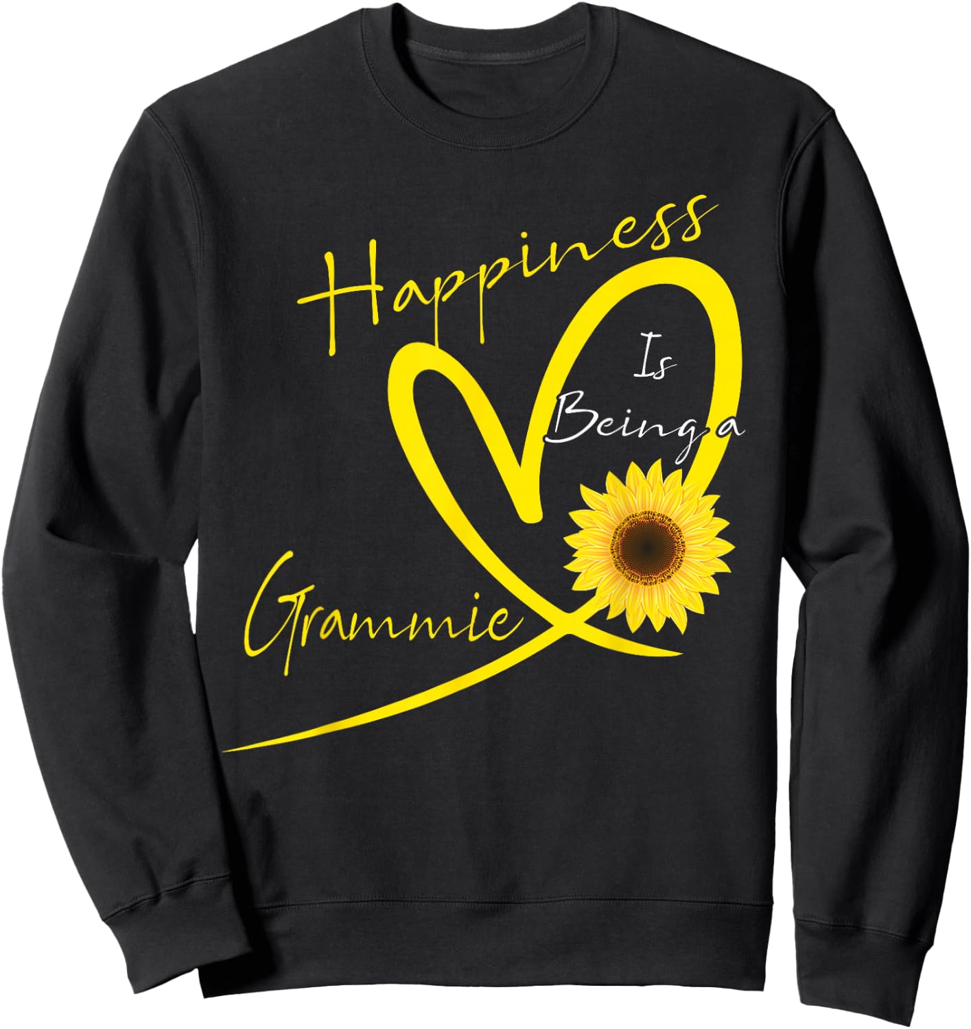 Happiness is Being A Grammie Sunflower Heart Sweatshirt - Sweatshirt | Black