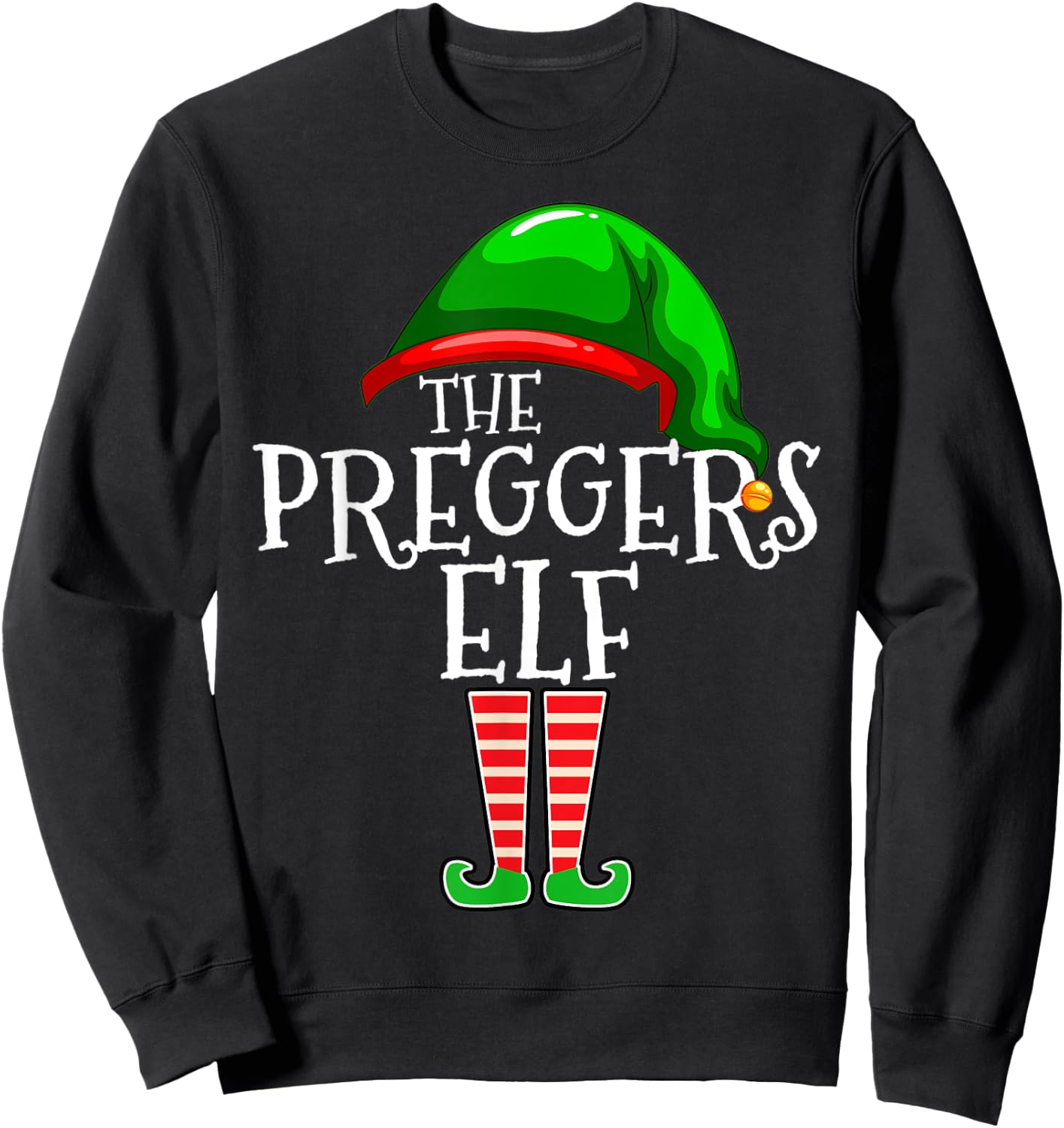 Preggers Elf Group Matching Family Christmas Gift Pregnant Sweatshirt - Sweatshirt | Black