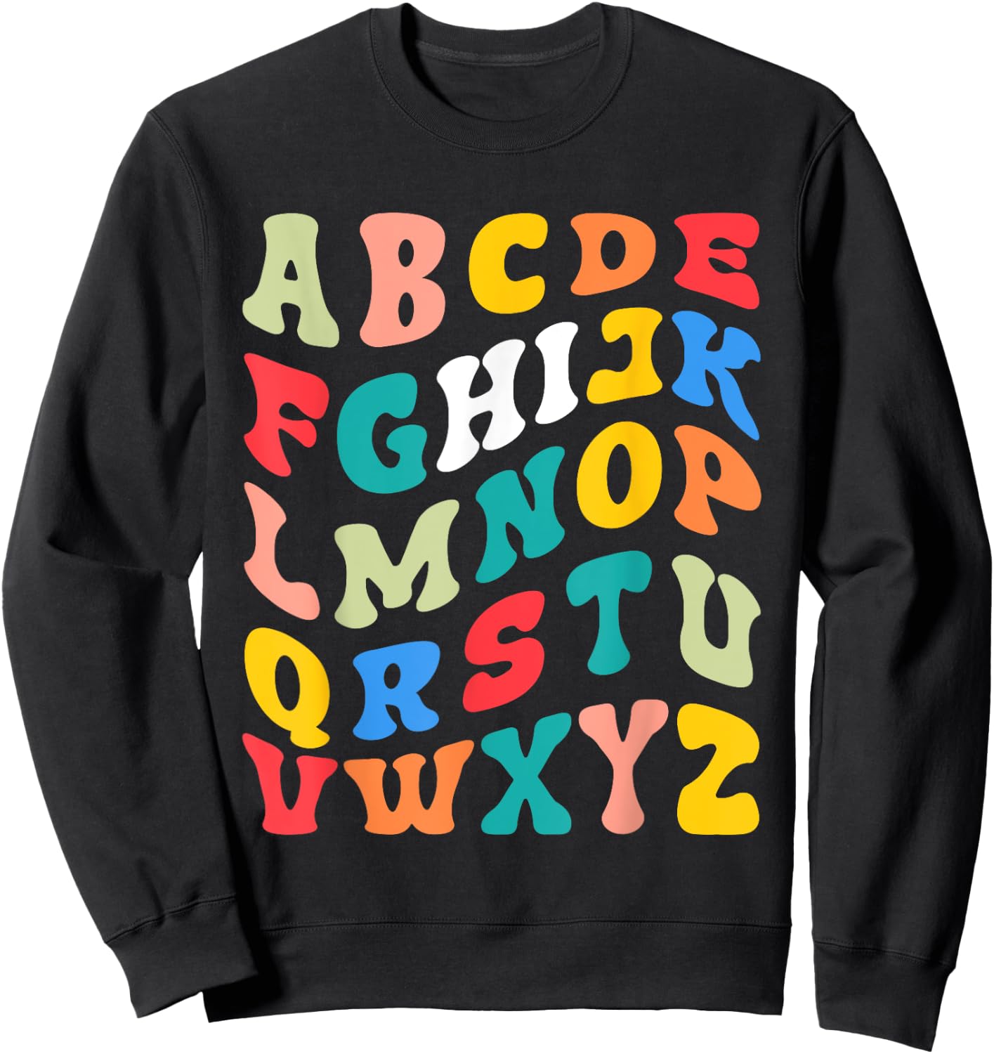 Alphabet Hi Back To School ABC Pre K Kindergarten Teacher Men Women Kids Sweatshirt - Sweatshirt | Black