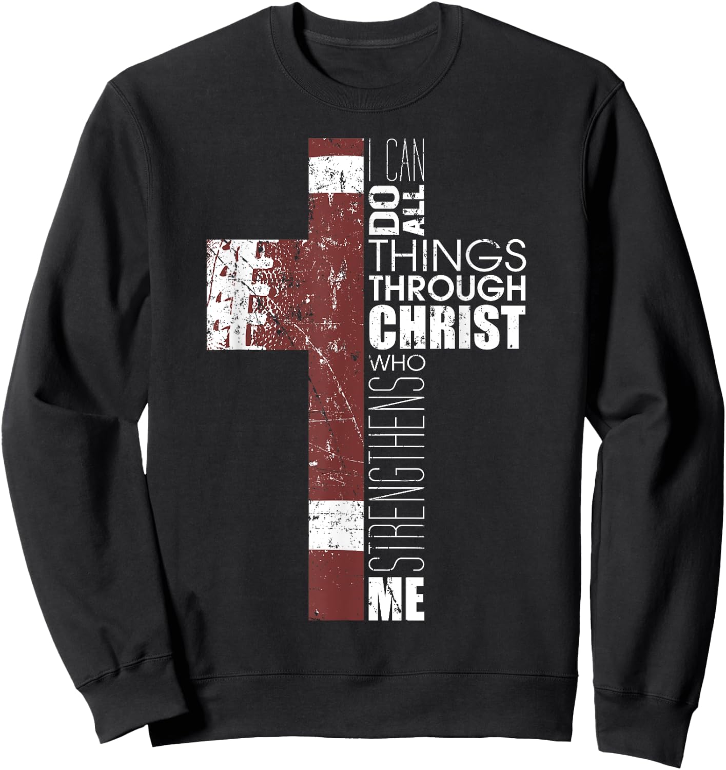 Christian Football Verse I Can Do All Things Through Christ Sweatshirt - Sweatshirt | Black